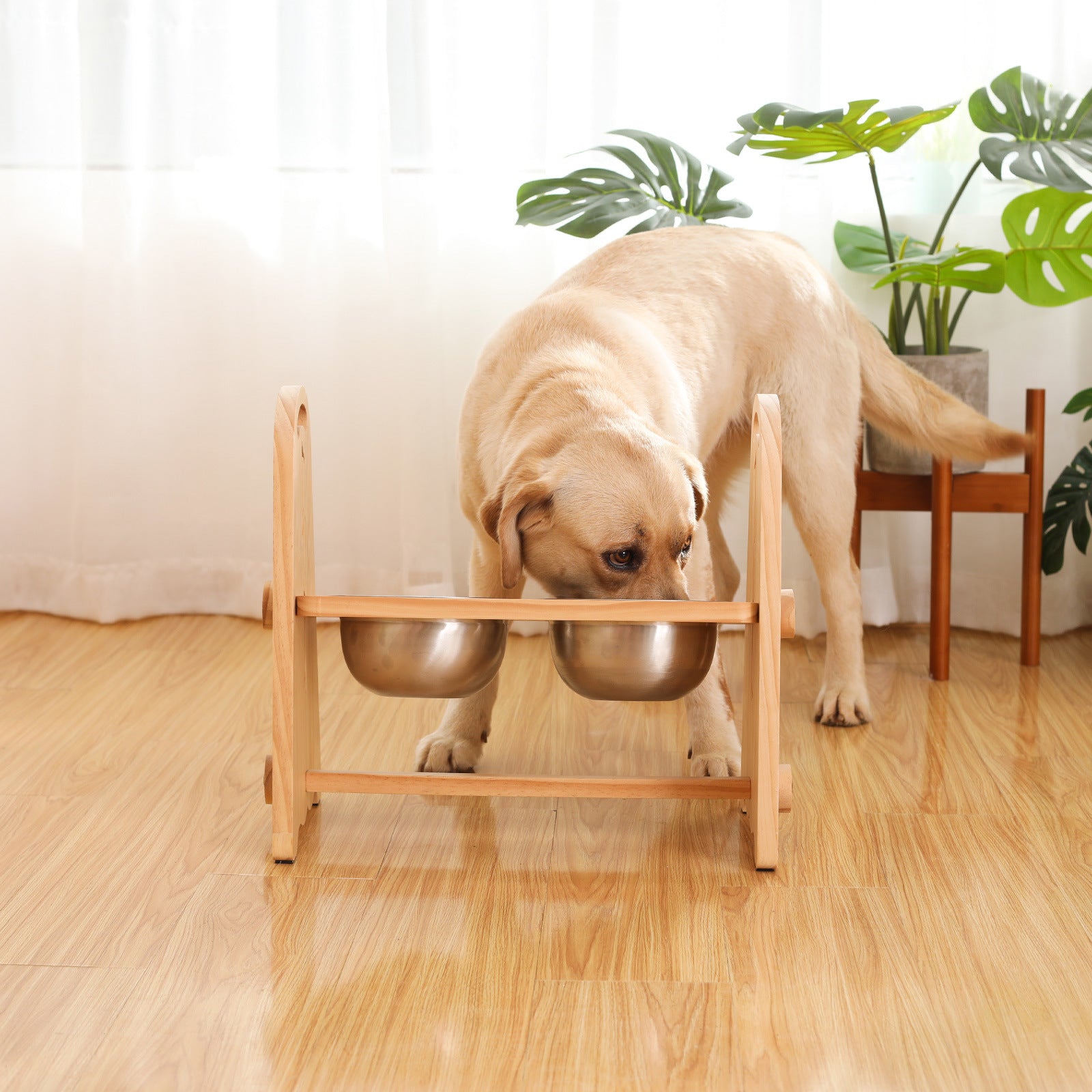 Elevated Dog Bowls for Medium Large Sized Dogs, Adjustable Heights Raised Dog Feeder Bowl with Stand for Food & Water Doba